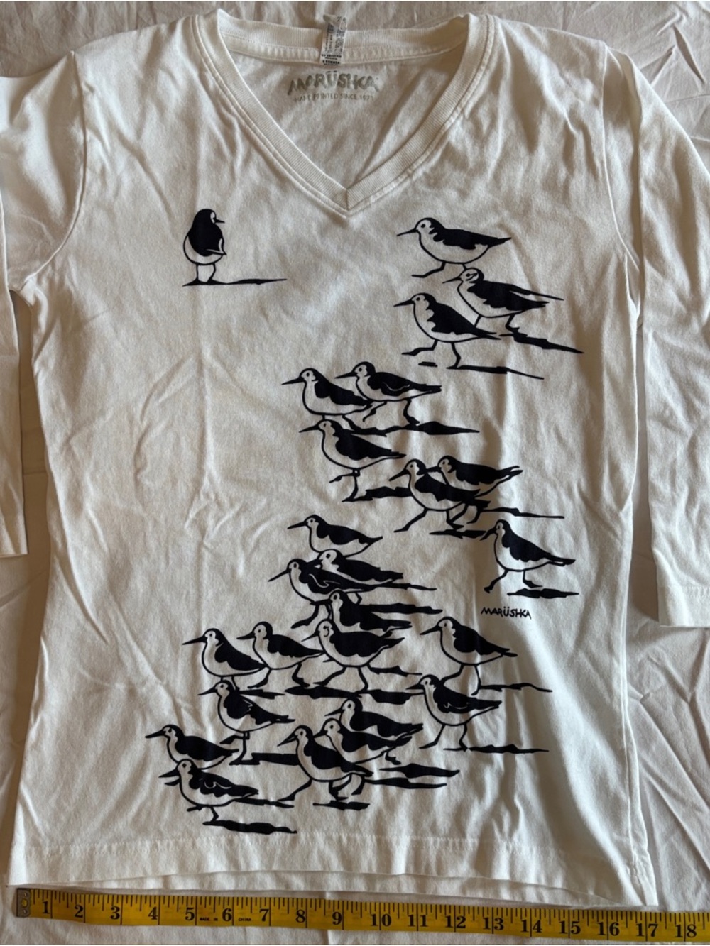 Mossimo Supply Co. White V-Neck Tee with Small Black Accent
